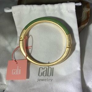 CAbi Gold Bracelet with Green Stone Hinged Bangle Bracelet,New